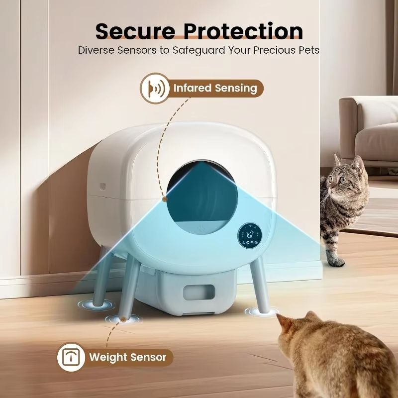 Extra Large Self-Cleaning Litter Box – Automatic Cat Toilet with App Control, Odor-Free System & Ambient Light