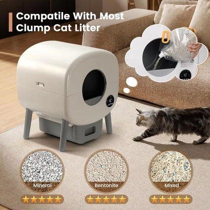 Extra Large Self-Cleaning Litter Box – Automatic Cat Toilet with App Control, Odor-Free System & Ambient Light