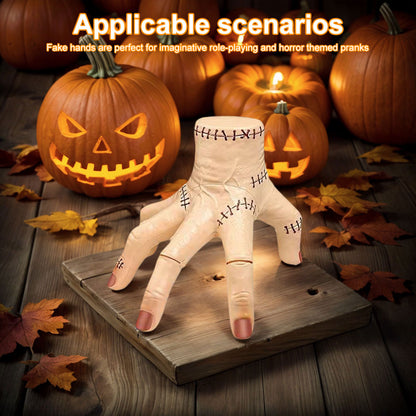 Halloween Horror Props Electric Crawling Broken Hands Wednesday Thing Hand Latex Figurine Home Desktop Decor Party Costu