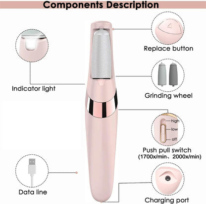 Professional Electric Pedicure Tool Film Foot Dead Skin Callus Remover Feet Exfoliator Pumice Stone Device for Heels