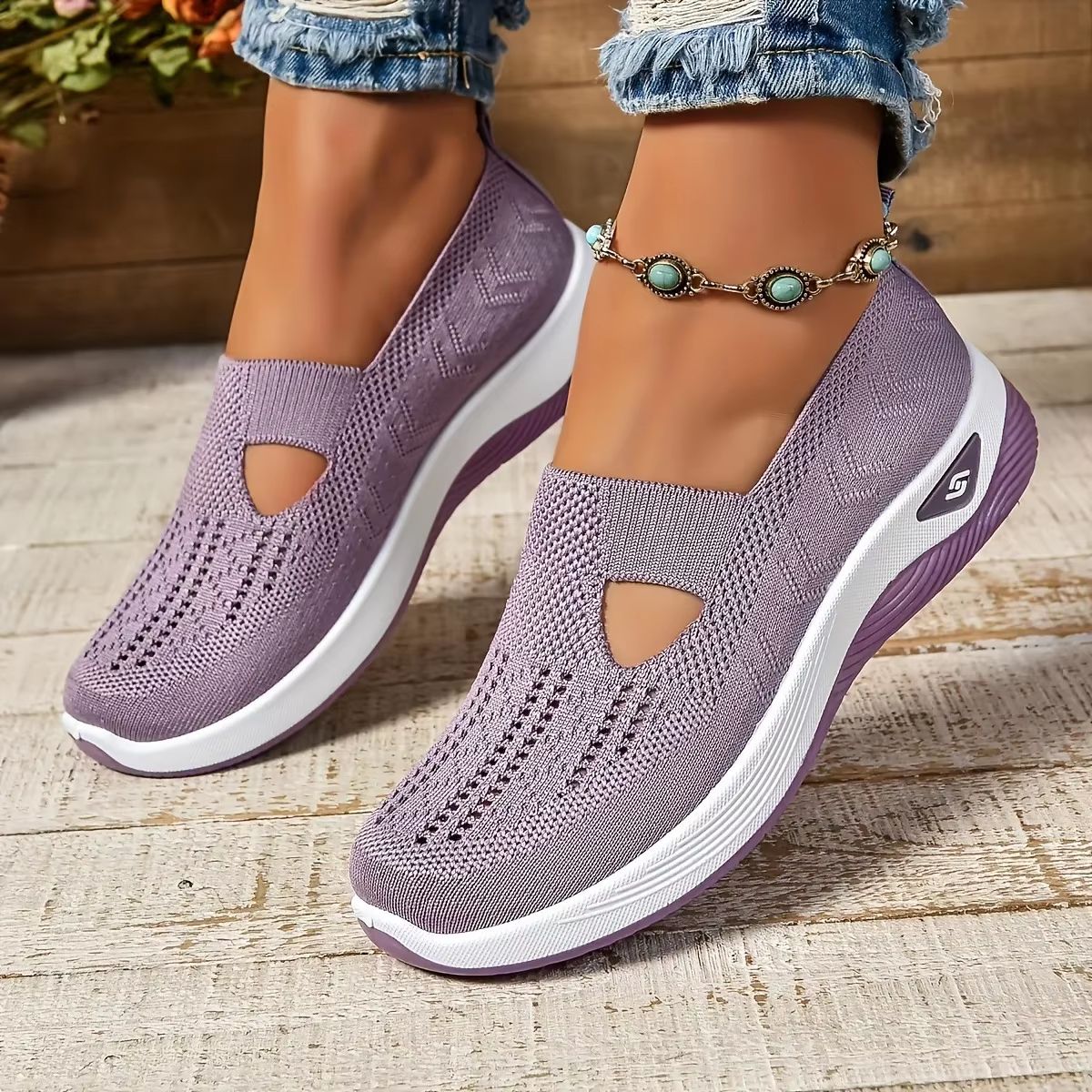 Women's Orthopedic Walking Sneakers – Breathable Slip-On Casual Shoes with Soft Sole & Non-Slip Comfort