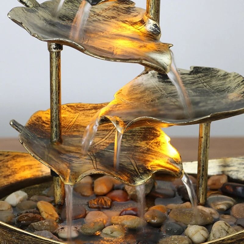 Relaxation Tabletop Waterfall Fountain LED Decoration for Home and Office