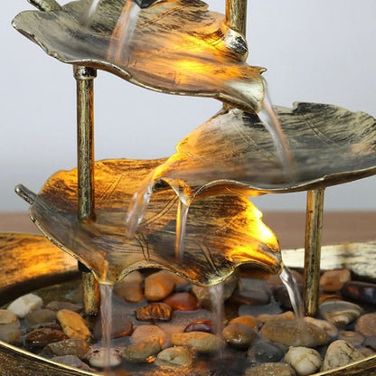 Relaxation Tabletop Waterfall Fountain LED Decoration for Home and Office