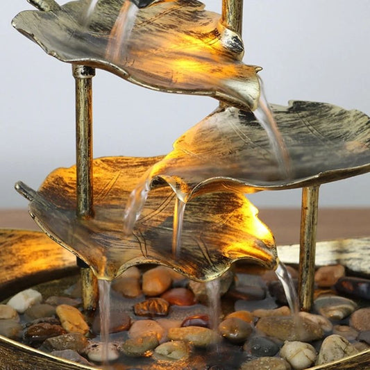 Relaxation Tabletop Waterfall Fountain LED Decoration for Home and Office
