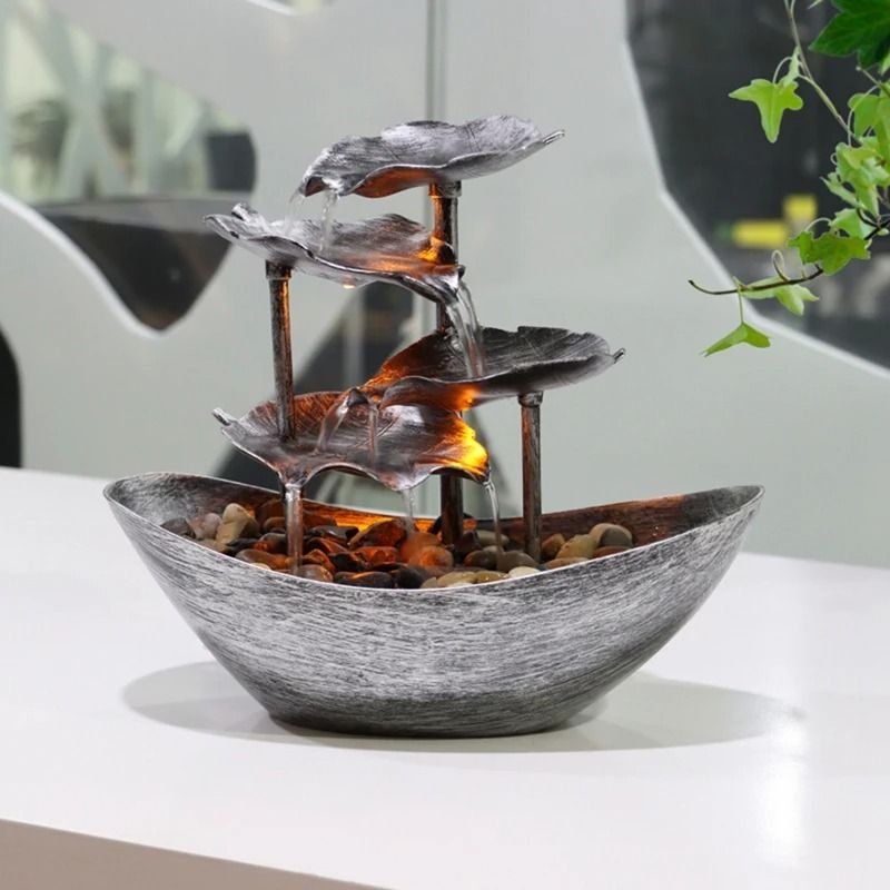 Relaxation Tabletop Waterfall Fountain LED Decoration for Home and Office