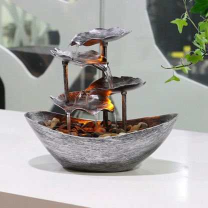 Relaxation Tabletop Waterfall Fountain LED Decoration for Home and Office