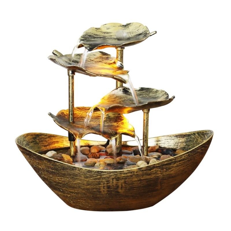 Relaxation Tabletop Waterfall Fountain LED Decoration for Home and Office