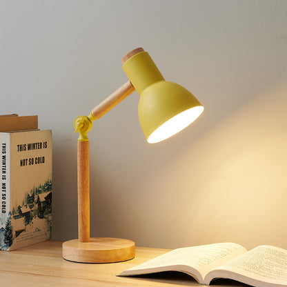 Creative Nordic Table Lamp, Wooden Art LED Turn-Head Bedside Desk Light for Eye Protection Reading in Bedroom & Study