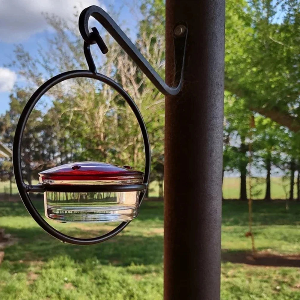 Elegant Hummingbird Feeder with Red Glass Bowl, Outdoor Hanging Drinker to Attract Birds to Garden, Backyard & Patio