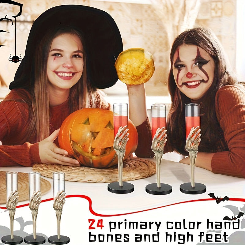 Halloween Eerie Tableware Skeleton Hand Arm Design Plastic Champagne Flutes Mixed Color Halloween Party Decor Haunted House