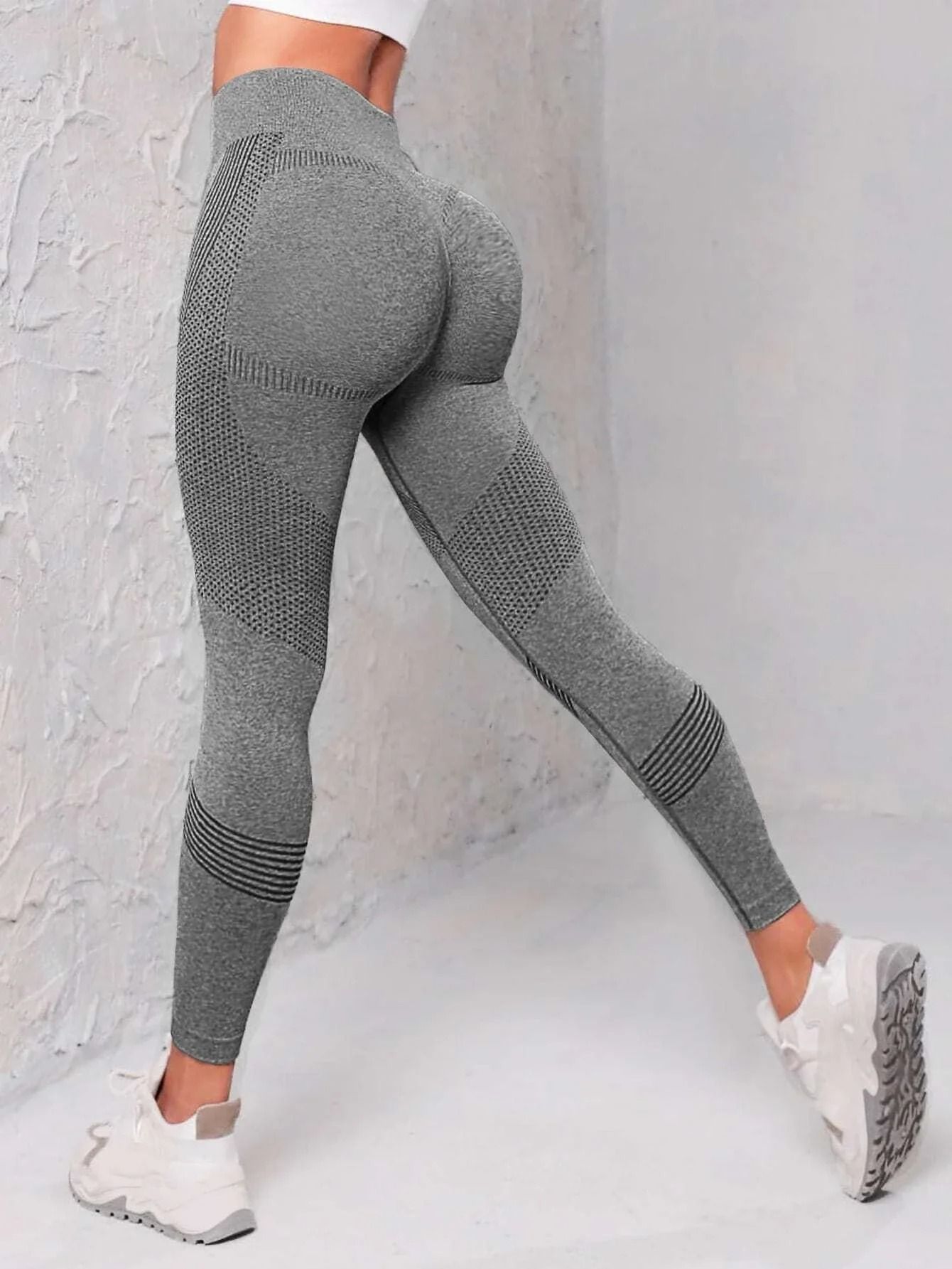 Elastic High Waist Leggings Women Knitted Solid Seamless Butt Lift Fitness Yoga Gym Sports Leggings