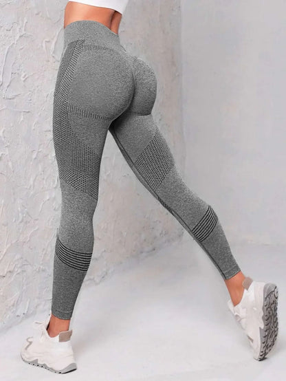 Elastic High Waist Leggings Women Knitted Solid Seamless Butt Lift Fitness Yoga Gym Sports Leggings