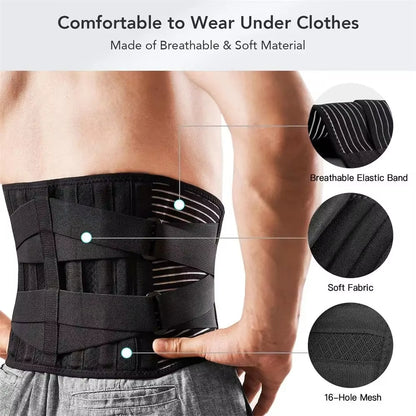 Lumbar Support for Sciatica Relief, Back Brace for Lower Back Pain with Breathable Waist Support for Heavy Lifting