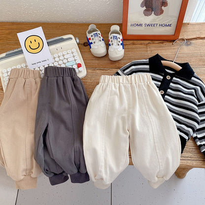 Toddler Boys Girls Jogger Pants, Spring Simple Loose Unisex Solid Trousers, Infant Kids Stretch Sport Pants for Children
