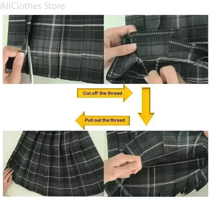 JK Seifuku Sailor Uniform Set, School Uniform with Pleated Skirt and Blouse, Korean Student Fashion, Pink Plaid