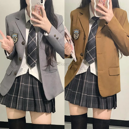 Anime Cosplay Costume, School Uniform Sets for Women, Winter Blazer, Pleated Skirt and Sailor Tie, Girl Autumn Fashion