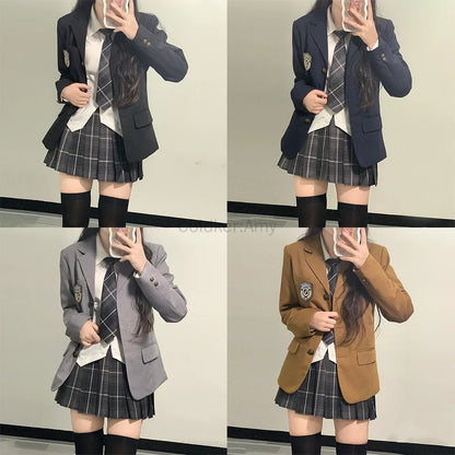 Anime Cosplay Costume, School Uniform Sets for Women, Winter Blazer, Pleated Skirt and Sailor Tie, Girl Autumn Fashion