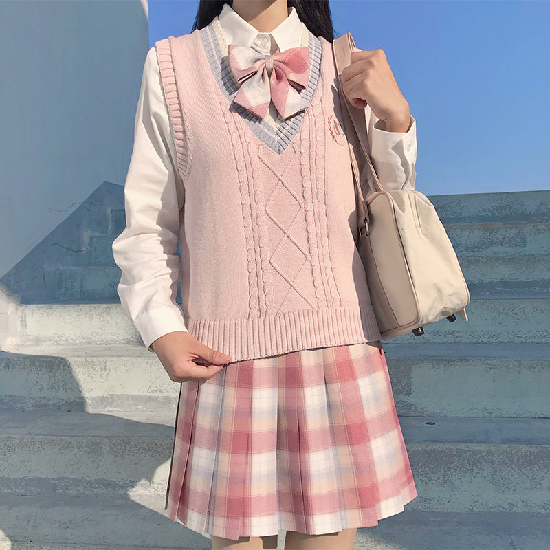 Women's Sleeveless Knit Vest, Striped V Neck Sweater Pullover for Spring Autumn, JK School Uniform, Student Clothes