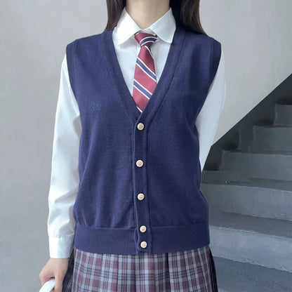 JK Uniform Knit Vest, Gyaru School Cardigan, Girls Preppy Sweater Vest for High School Class, Autumn Fashion