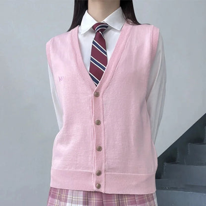 JK Uniform Knit Vest, Gyaru School Cardigan, Girls Preppy Sweater Vest for High School Class, Autumn Fashion