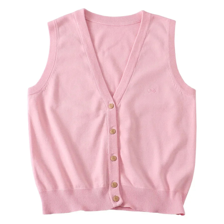 JK Uniform Knit Vest, Gyaru School Cardigan, Girls Preppy Sweater Vest for High School Class, Autumn Fashion