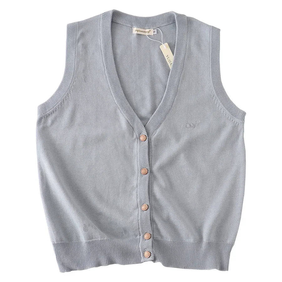 JK Uniform Knit Vest, Gyaru School Cardigan, Girls Preppy Sweater Vest for High School Class, Autumn Fashion