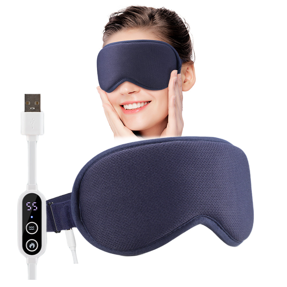 Heated Steam Eyemask USB with Remote Control, Hot Compress Eye Mask 6-Vibration Massage, Dry Eyes Relief for Sleep