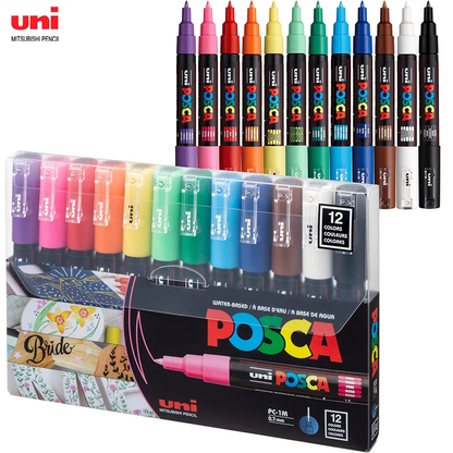 Professional 12 Color Multi Surface Paint Markers Extra Fine Art Markers Set
