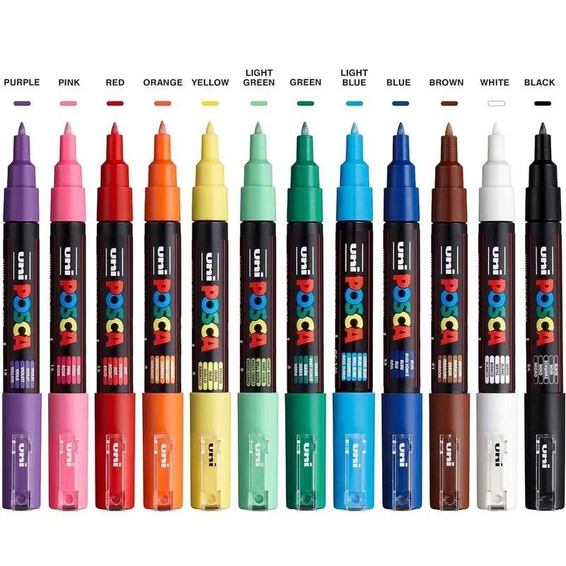 Professional 12 Color Multi Surface Paint Markers Extra Fine Art Markers Set
