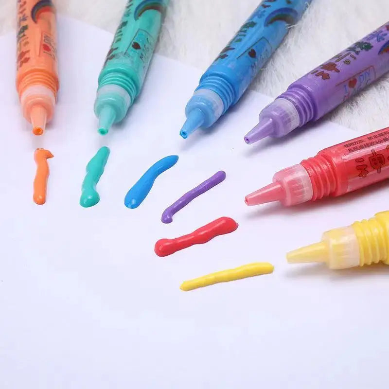 New 3D Bubble Pen Set, 6 Pcs Multifunctional Foam Marker Pen, Exotic Popcorn Pen for Kids, Fluffy Magic Pen for Notebook