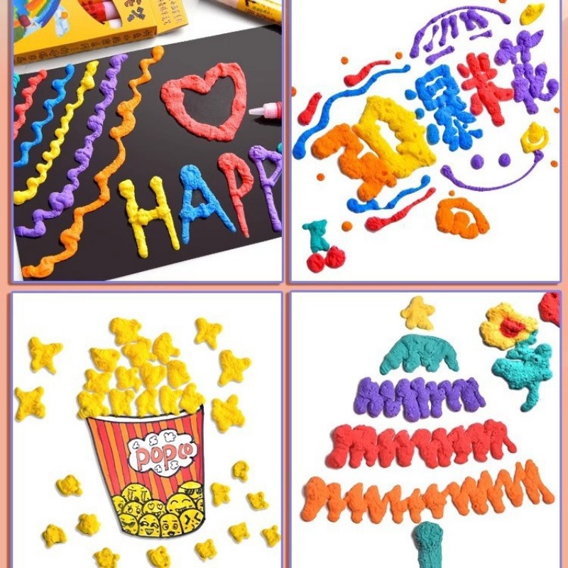 New 3D Bubble Pen Set, 6 Pcs Multifunctional Foam Marker Pen, Exotic Popcorn Pen for Kids, Fluffy Magic Pen for Notebook