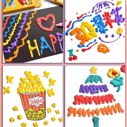 New 3D Bubble Pen Set, 6 Pcs Multifunctional Foam Marker Pen, Exotic Popcorn Pen for Kids, Fluffy Magic Pen for Notebook