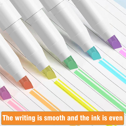 15 Color Double Ended Highlighter Set, Pastel & Fluo Drawing Pens, Dual Tip Highlighters for Journaling, Art, School