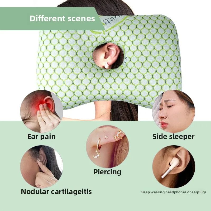 Bamboo Fiber Single Hole Ear Pillow for Side Sleepers