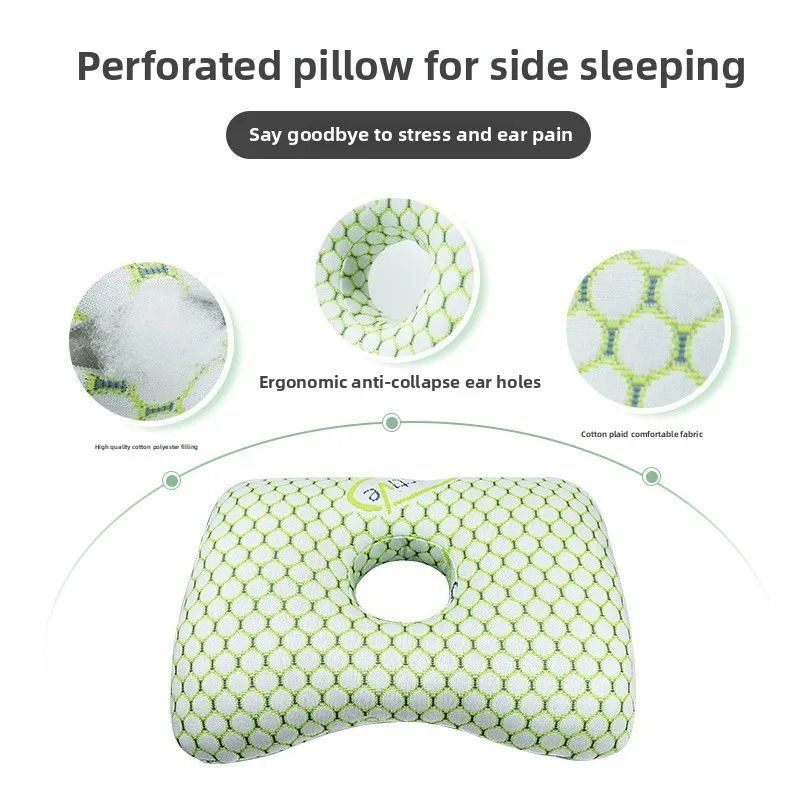 Bamboo Fiber Single Hole Ear Pillow for Side Sleepers