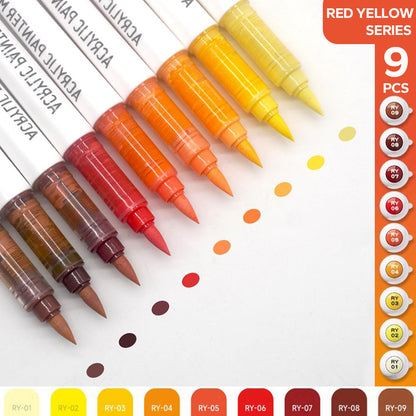 Pro Art Markers, 9pcs Set Acrylic Brush Markers for Painting, Drawing, Sketching with Premium Ink Control