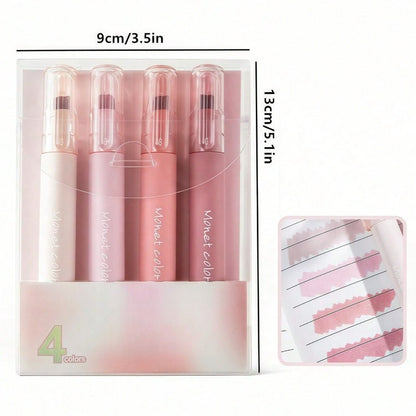Soft Touch Fluorescent Gel Pens, 4 Pack Morandi Pink Quick Dry Gel Highlighters, Water Based Ink for Office, School