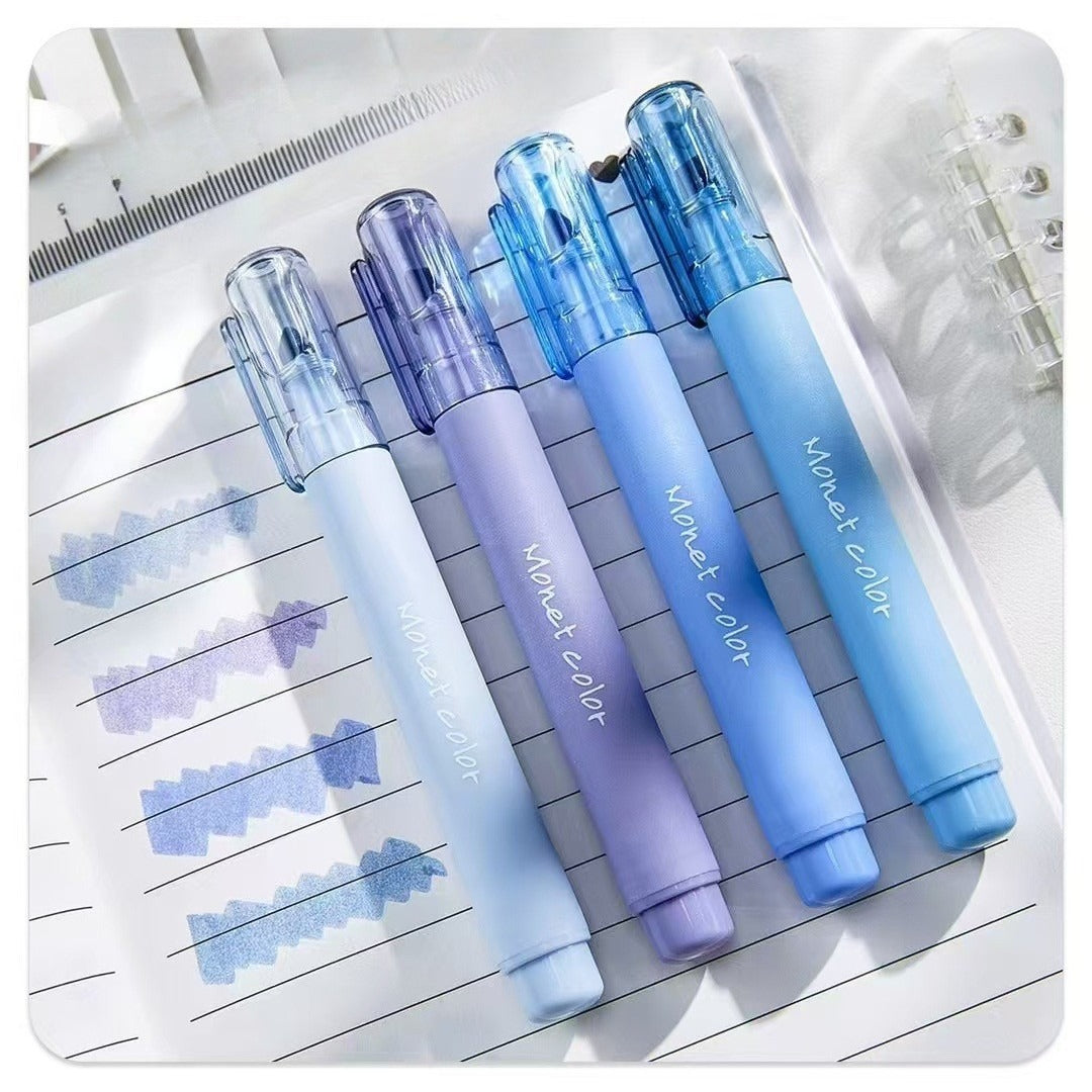 Soft Touch Fluorescent Gel Pens, 4 Pack Morandi Pink Quick Dry Gel Highlighters, Water Based Ink for Office, School