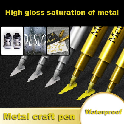 Metallic Marker Pens, Gold and Silver Permanent Art Markers, Brush Tip for Manga, Crafts, Scrapbooking, School Stationer