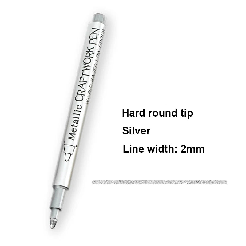 Metallic Marker Pens, Gold and Silver Permanent Art Markers, Brush Tip for Manga, Crafts, Scrapbooking, School Stationer