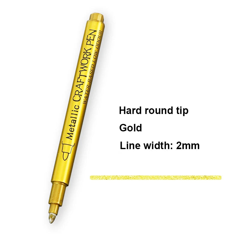 Metallic Marker Pens, Gold and Silver Permanent Art Markers, Brush Tip for Manga, Crafts, Scrapbooking, School Stationer