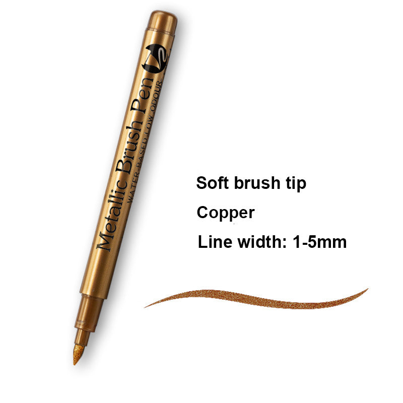 Metallic Marker Pens, Gold and Silver Permanent Art Markers, Brush Tip for Manga, Crafts, Scrapbooking, School Stationer