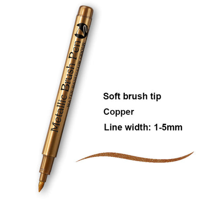 Metallic Marker Pens, Gold and Silver Permanent Art Markers, Brush Tip for Manga, Crafts, Scrapbooking, School Stationer