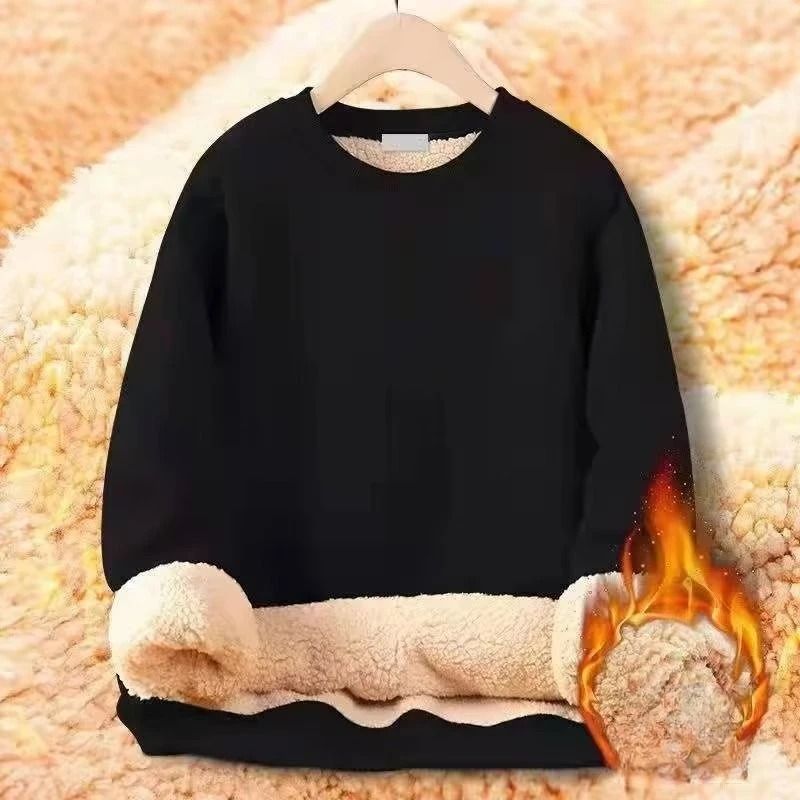 Mens Warm Fleece Lined Pullover Sweatshirt Thermal Top