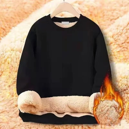 Mens Warm Fleece Lined Pullover Sweatshirt Thermal Top