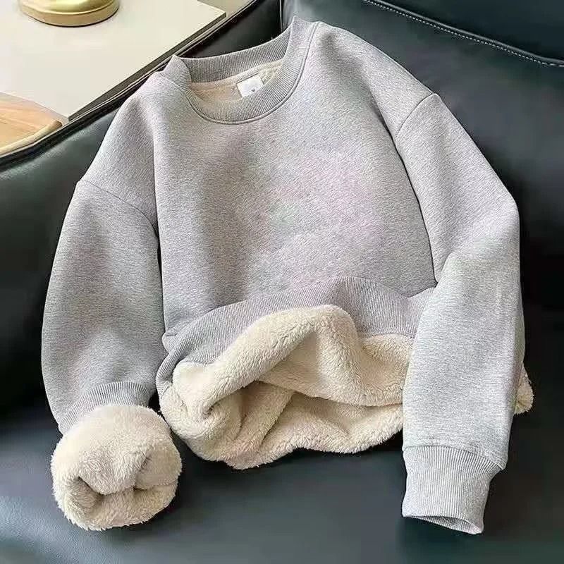 Mens Warm Fleece Lined Pullover Sweatshirt Thermal Top