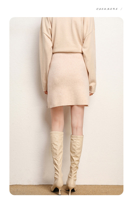 100% Pure Cashmere Skirt for Women, Knitted Winter Mid-Length Skirt, Warm, Soft, and Comfortable Fashion Skirt