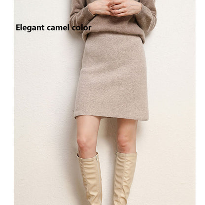 100% Pure Cashmere Skirt for Women, Knitted Winter Mid-Length Skirt, Warm, Soft, and Comfortable Fashion Skirt