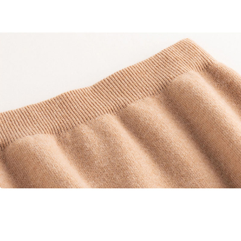 100% Pure Cashmere Skirt for Women, Knitted Winter Mid-Length Skirt, Warm, Soft, and Comfortable Fashion Skirt