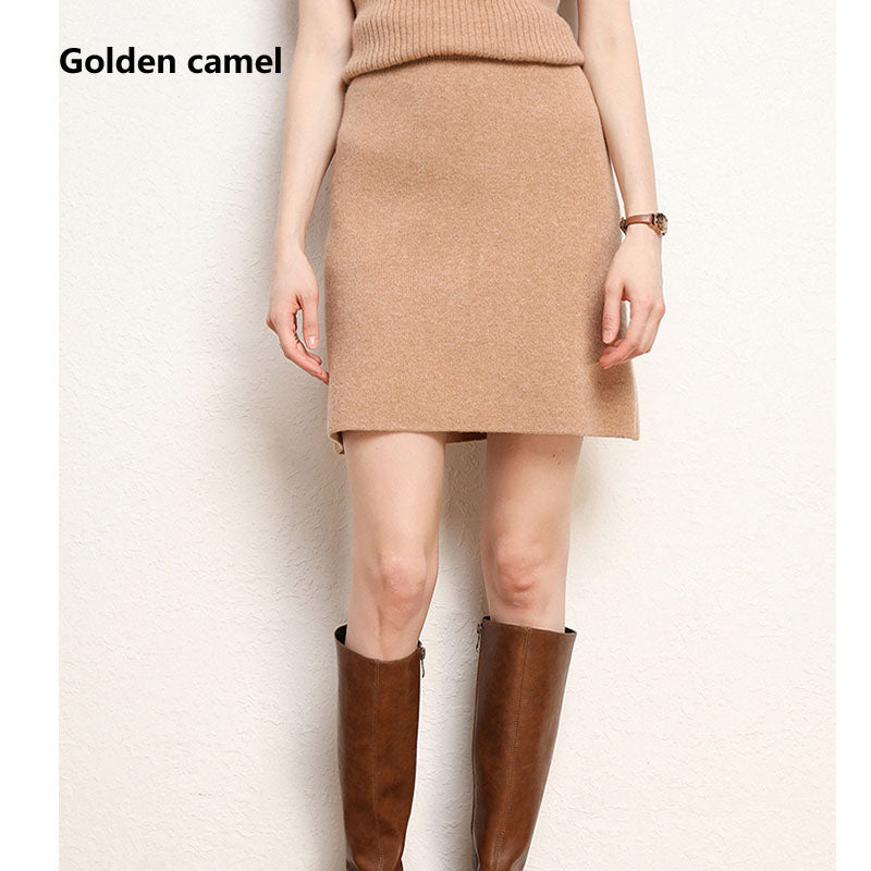 100% Pure Cashmere Skirt for Women, Knitted Winter Mid-Length Skirt, Warm, Soft, and Comfortable Fashion Skirt